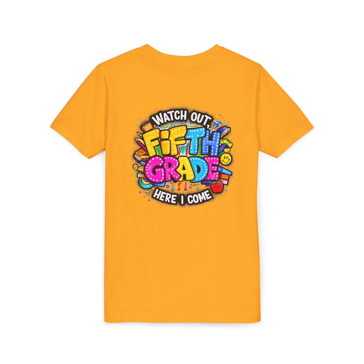Fifth Grade T‑Shirt for Kids - "Watch Out Fifth Grade Here I Come" Back-to-School Tee