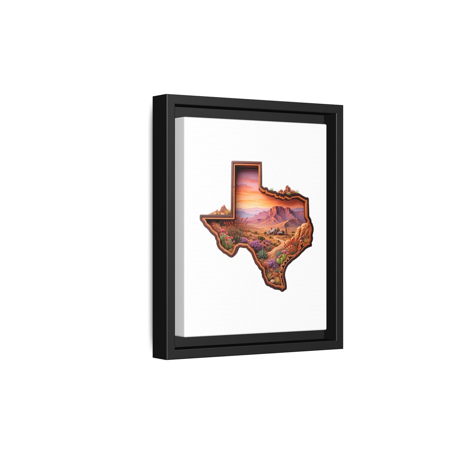 Framed Texas Landscape Matte Canvas — Desert Sunset State Art Print