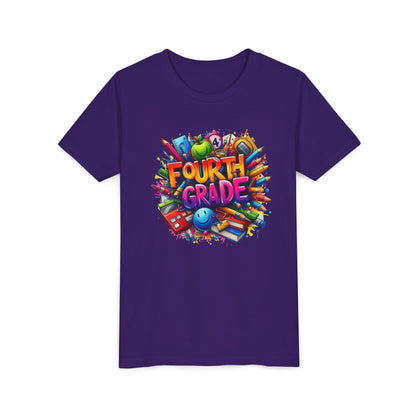 Fourth Grade Youth T‑Shirt – Colorful School Supplies Back to School Tee