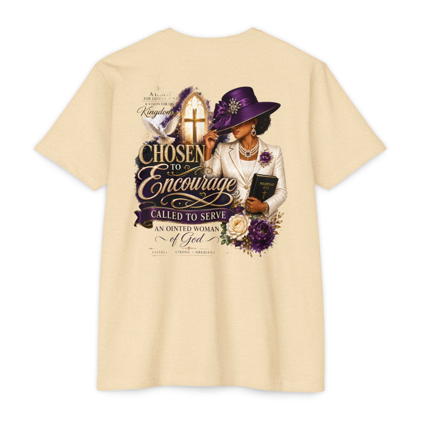 Chosen to Encourage Christian T-Shirt — 'Called to Serve' Purple Church Hat Design