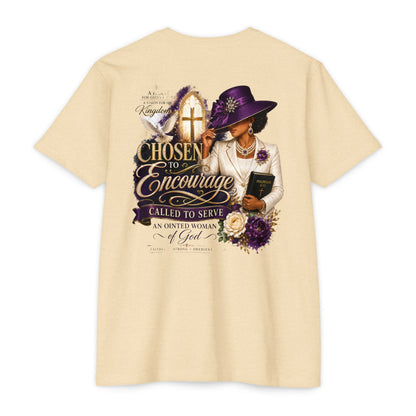 Chosen to Encourage Christian T-Shirt — 'Called to Serve' Purple Church Hat Design
