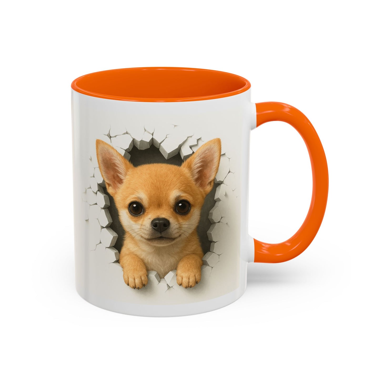 Chihuahua Peek-A-Boo Accent Coffee Mug – Cute Dog Lover Gift (11/15 oz)