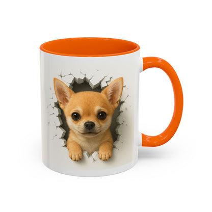 Chihuahua Peek-A-Boo Accent Coffee Mug – Cute Dog Lover Gift (11/15 oz)