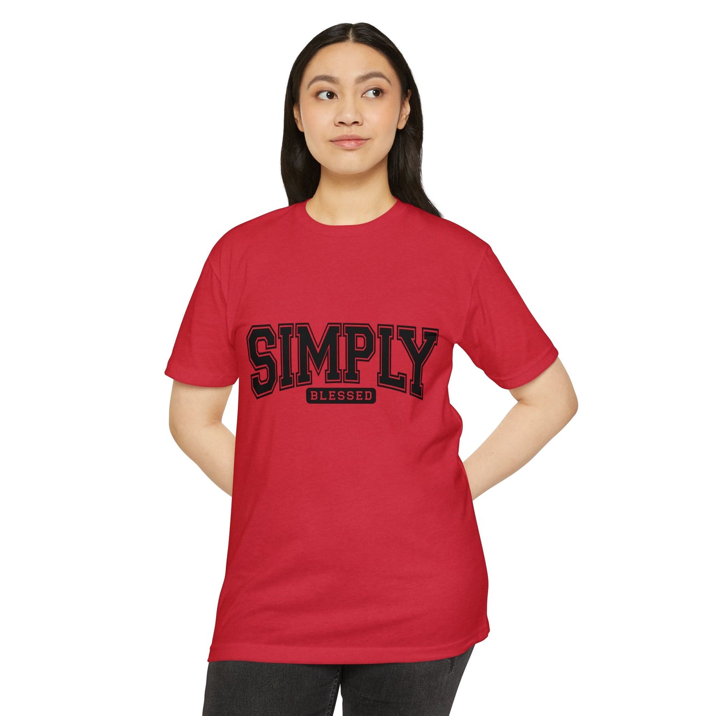 Simply Blessed T-Shirt — Vintage Collegiate Script Faith Tee