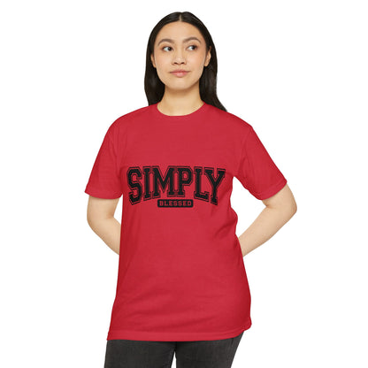 Simply Blessed T-Shirt — Vintage Collegiate Script Faith Tee
