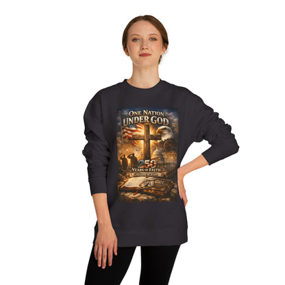 Patriotic Christian Sweatshirt — "One Nation Under God" 25 Years of Faith Crewneck