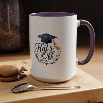 Graduation 'Hat's Off' Accent Coffee Mug — 11/15oz Celebratory Grad Gift