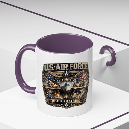 U.S. Air Force Accent Coffee Mug — "Ready to Strike" Military Aviation Gift