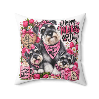 Happy Mother’s Day Schnauzer Pillow – Best Dog Mom Decorative Throw Pillow
