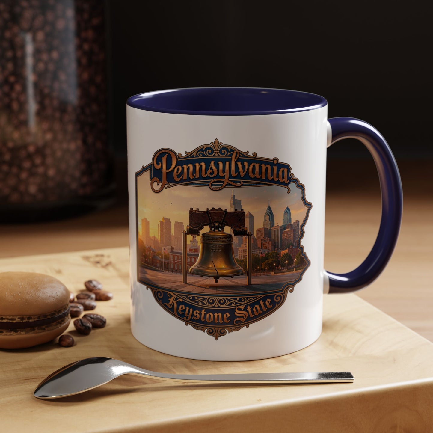 Pennsylvania Keystone State Coffee Mug — Liberty Bell & Philadelphia Skyline Accent Mug (11/15oz)