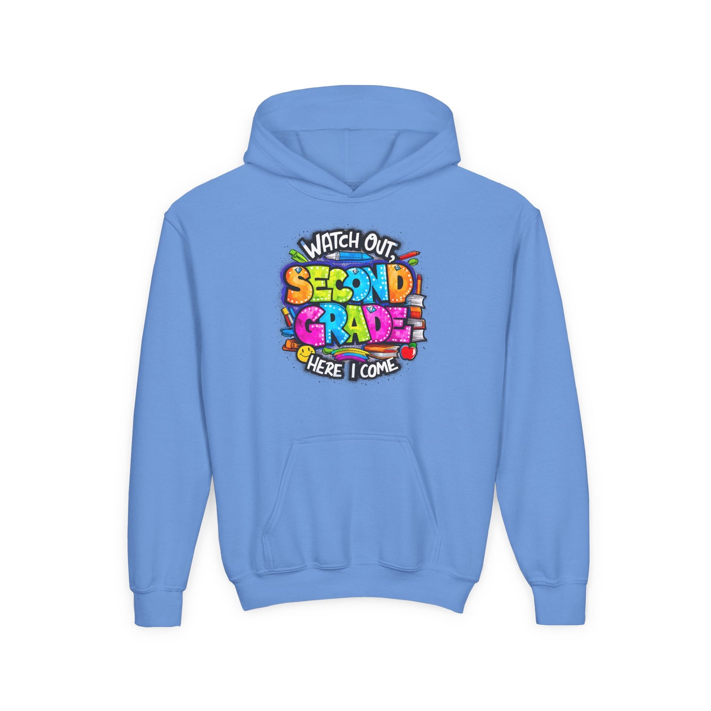 Second Grade Kids' Hoodie - "Watch Out Second Grade Here I Come" Back-to-School Sweatshirt