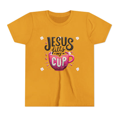 Jesus Fills My Cup Youth Tee — Christian Faith Kids Shirt