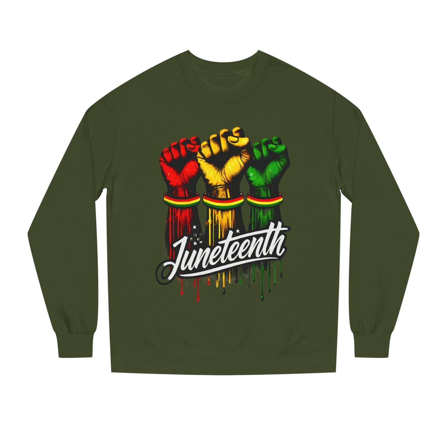 Juneteenth Fist Sweatshirt – Black Power Red Yellow Green Pride Crewneck