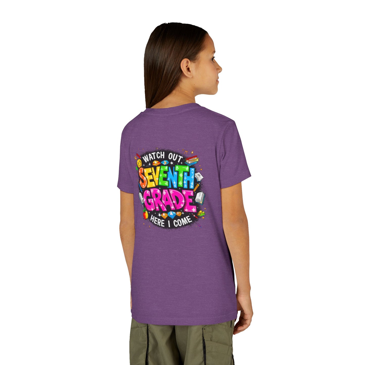 Seventh Grade Kids T-Shirt – “Watch Out Seventh Grade Here I Come” Back-to-School Tee
