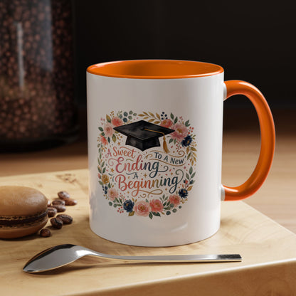 Graduation Floral Coffee Mug — "A Sweet Ending to a New Beginning"