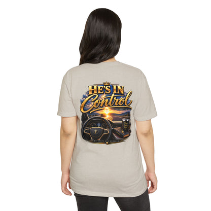 He's In Control T-Shirt — Christian Faith Car Steering Design