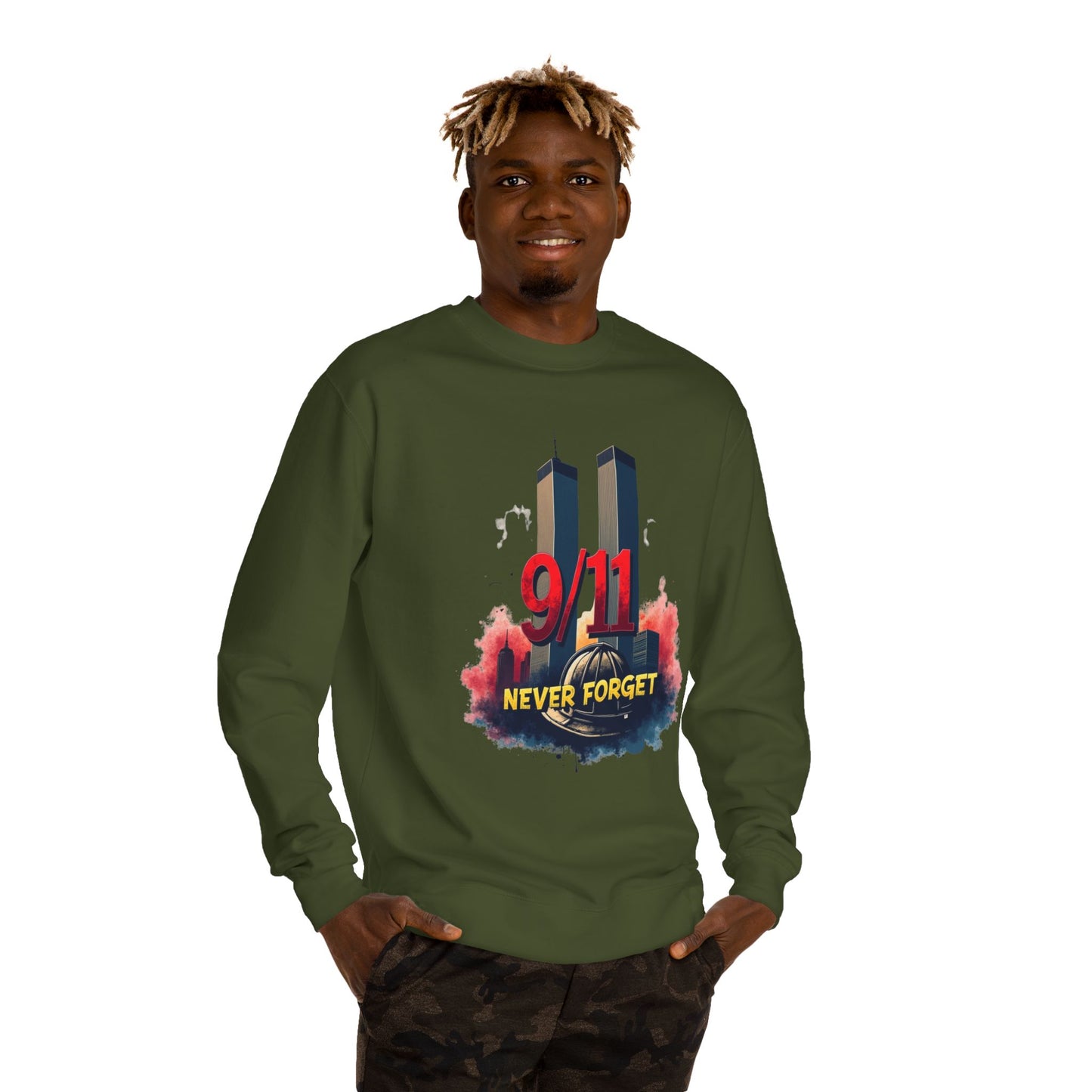 9/11 Never Forget Sweatshirt — Twin Towers Memorial Crewneck