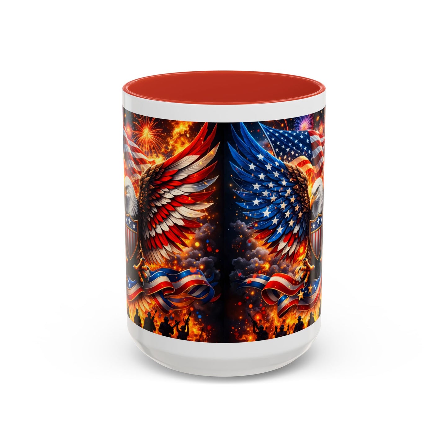 Patriotic Eagle Coffee Mug — American Flag Bald Eagle Accent Mug (11/15oz)