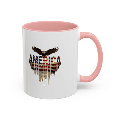 America Eagle Flag Accent Coffee Mug – Patriotic 11/15oz Ceramic