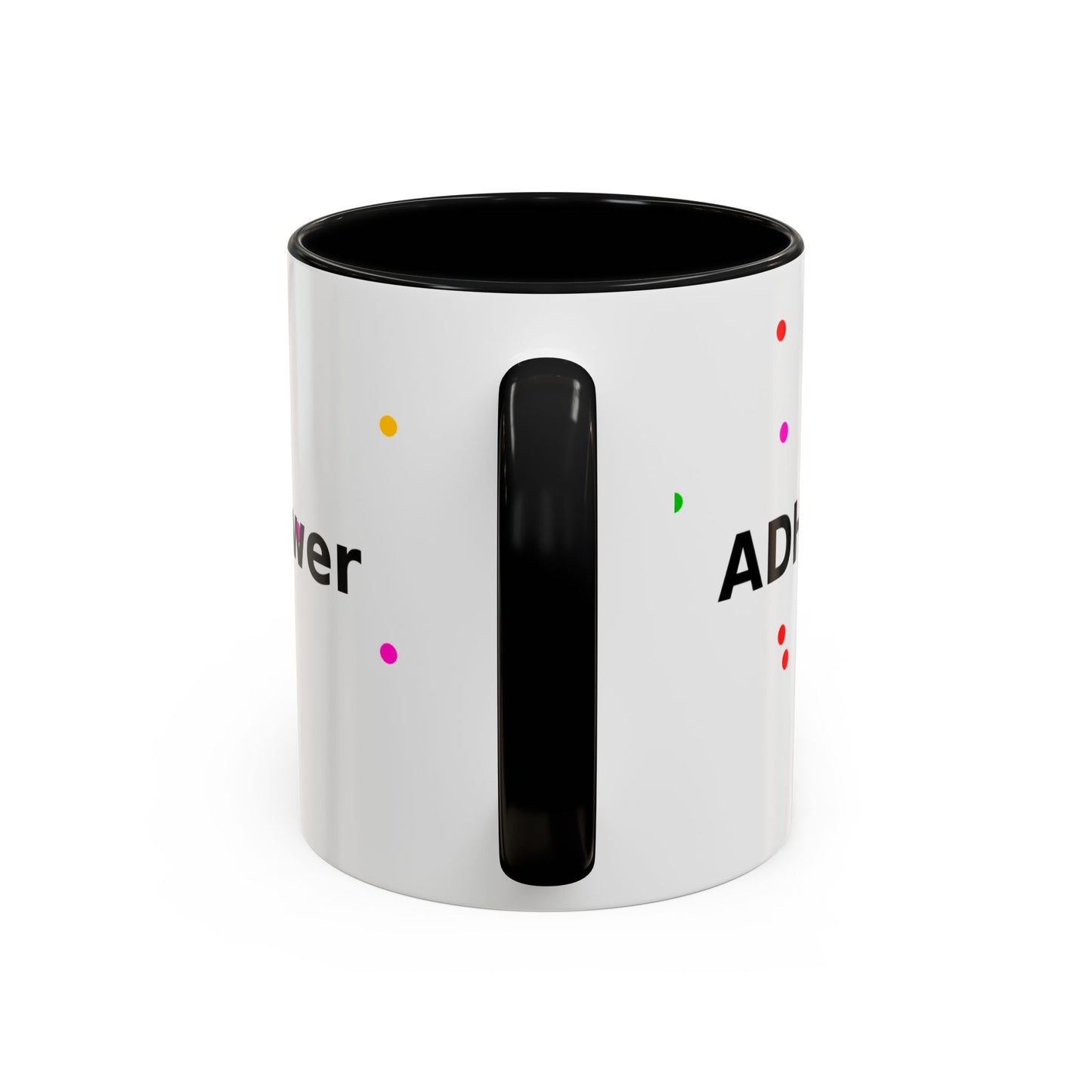 Accent Coffee Mug - "Coffee Is My Superpower" Funny Colorful Polka Dot Ceramic Mug (11/15oz)