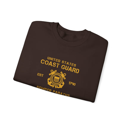 Coast Guard Crest Crewneck Sweatshirt — "Semper Paratus" Military Pullover