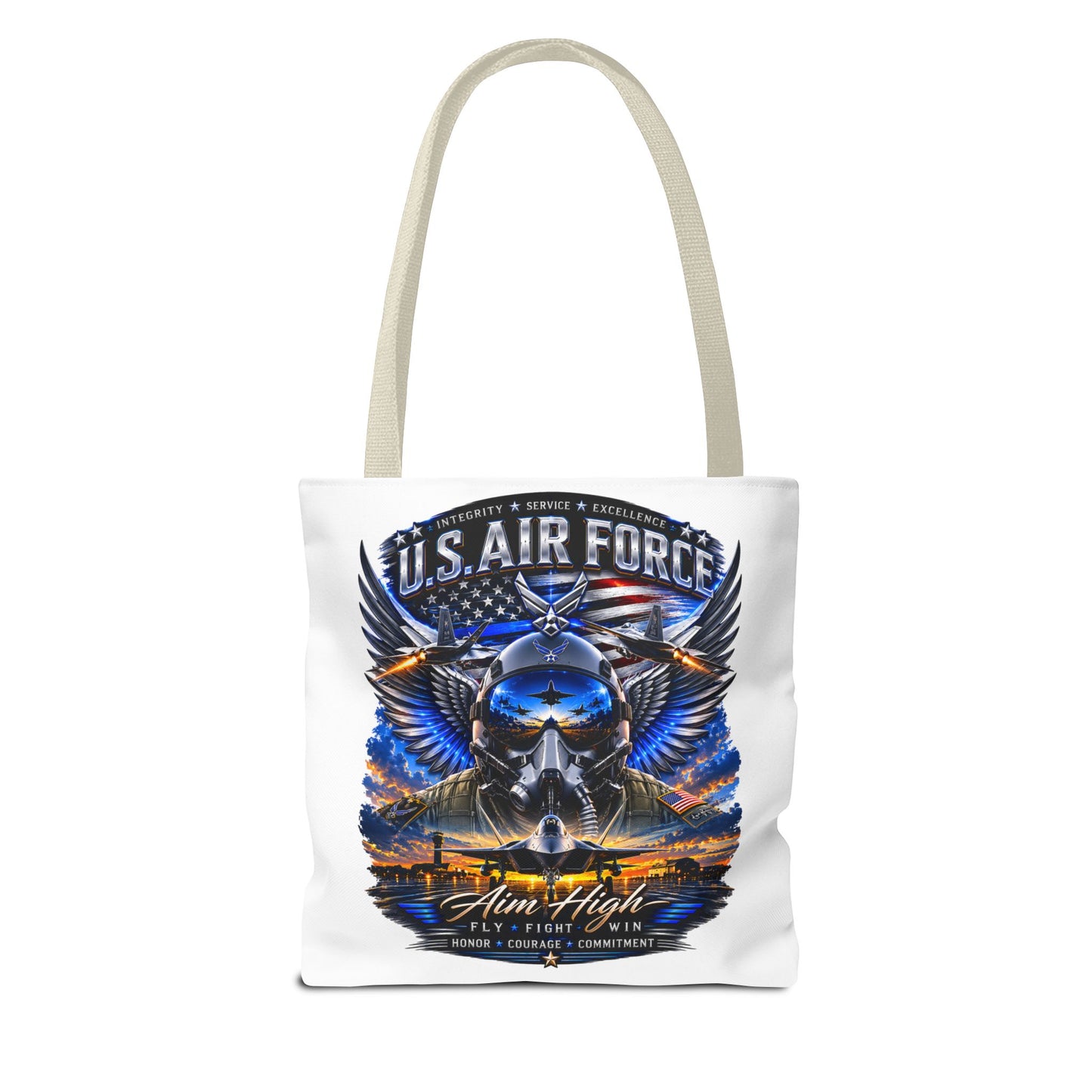 U.S. Air Force Aviator Tote Bag – 'Aim High' Military Pilot Design