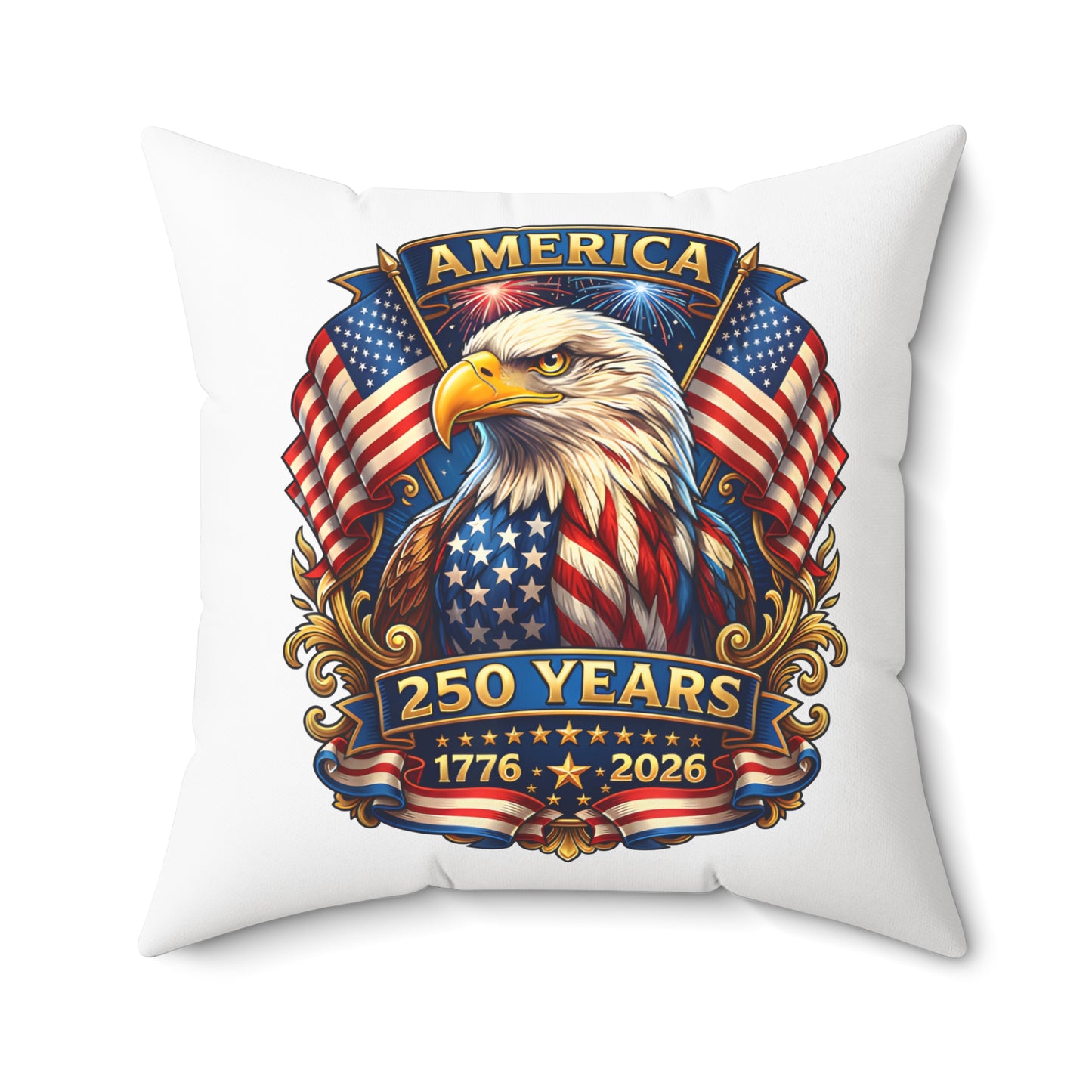 250 Years America Eagle Throw Pillow — Patriotic 1776-2026 Anniversary Decor