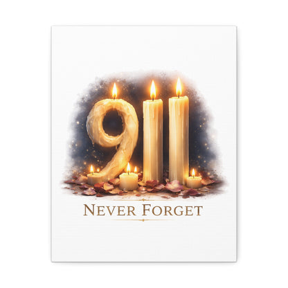 9/11 Never Forget Candle Memorial Stretched Canvas