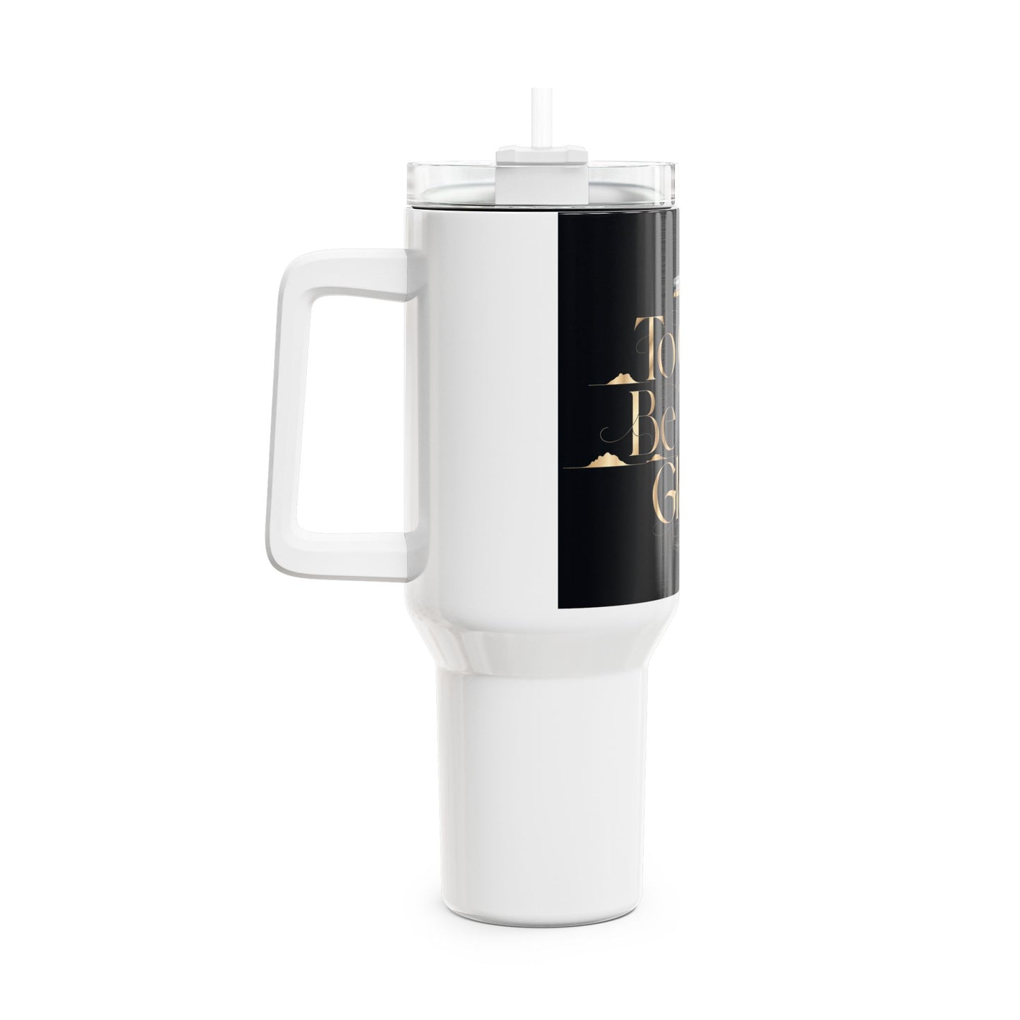 40oz Tumbler — "To God Be The Glory" Black & Gold Inspirational Travel Mug
