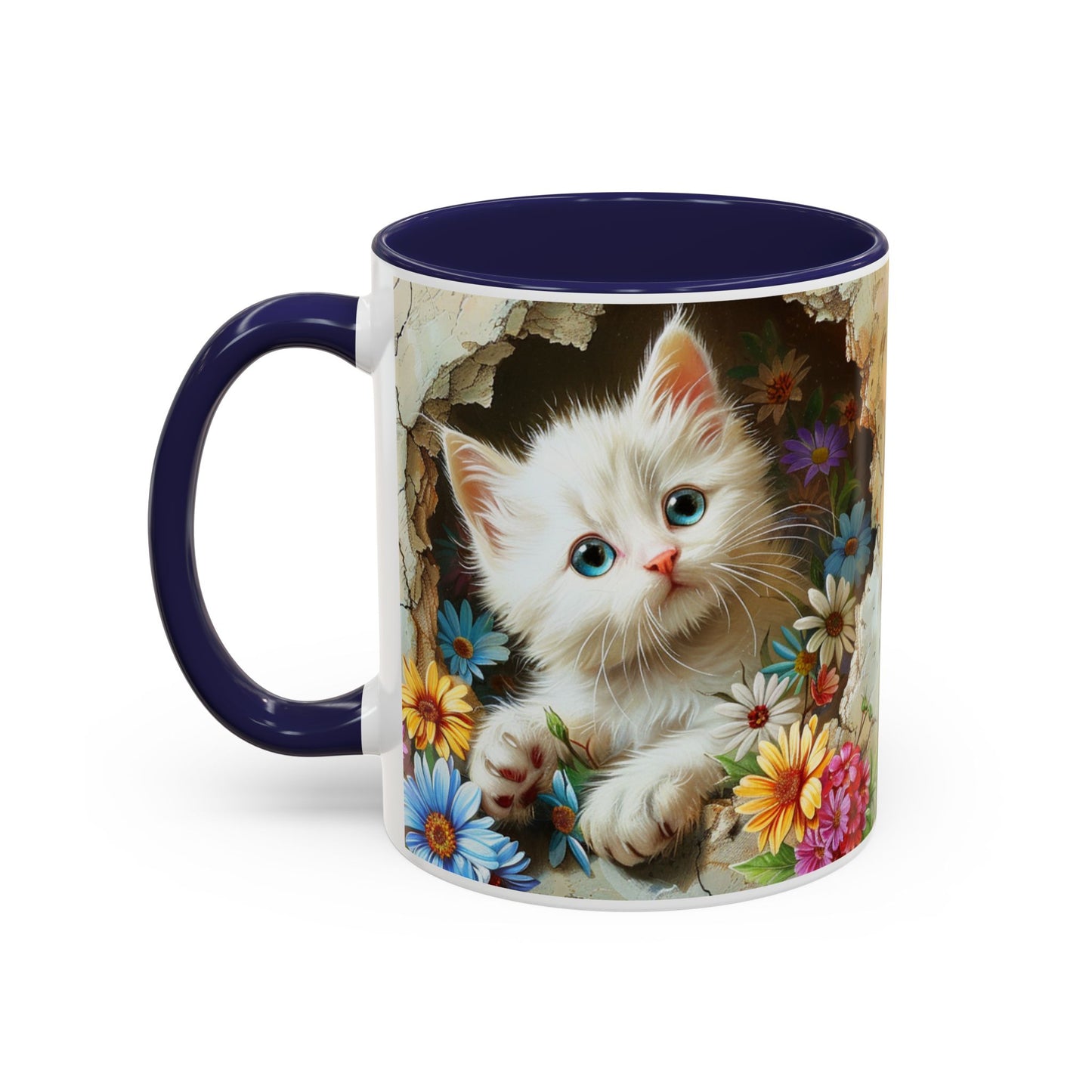 Cute Kitten Floral Accent Coffee Mug (11/15oz)