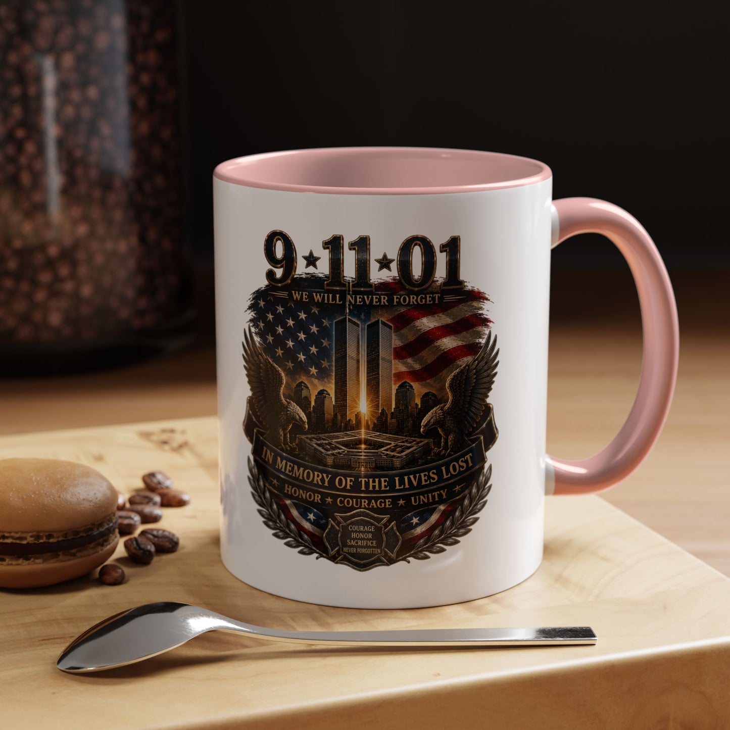 9·11 Memorial Coffee Mug — Never Forget Tribute Accent Mug (11/15oz)