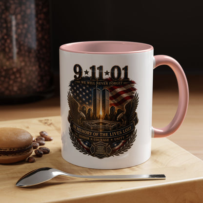 9·11 Memorial Coffee Mug — Never Forget Tribute Accent Mug (11/15oz)