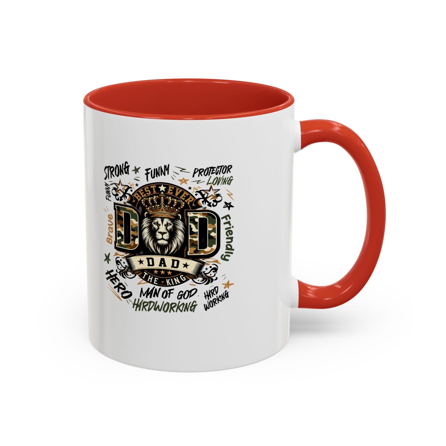 Dad King Lion Coffee Mug — 'Dad: The King' Accent 11/15oz Gift