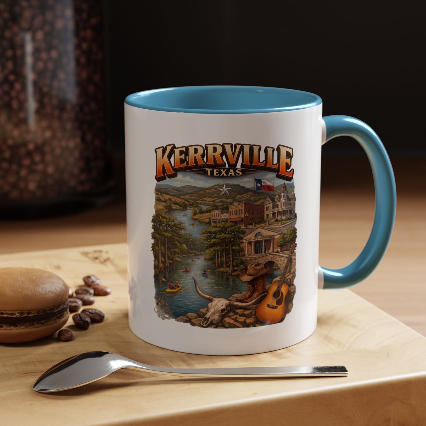Kerrville Texas Souvenir Coffee Mug — Scenic Riverfront Design (11/15oz)