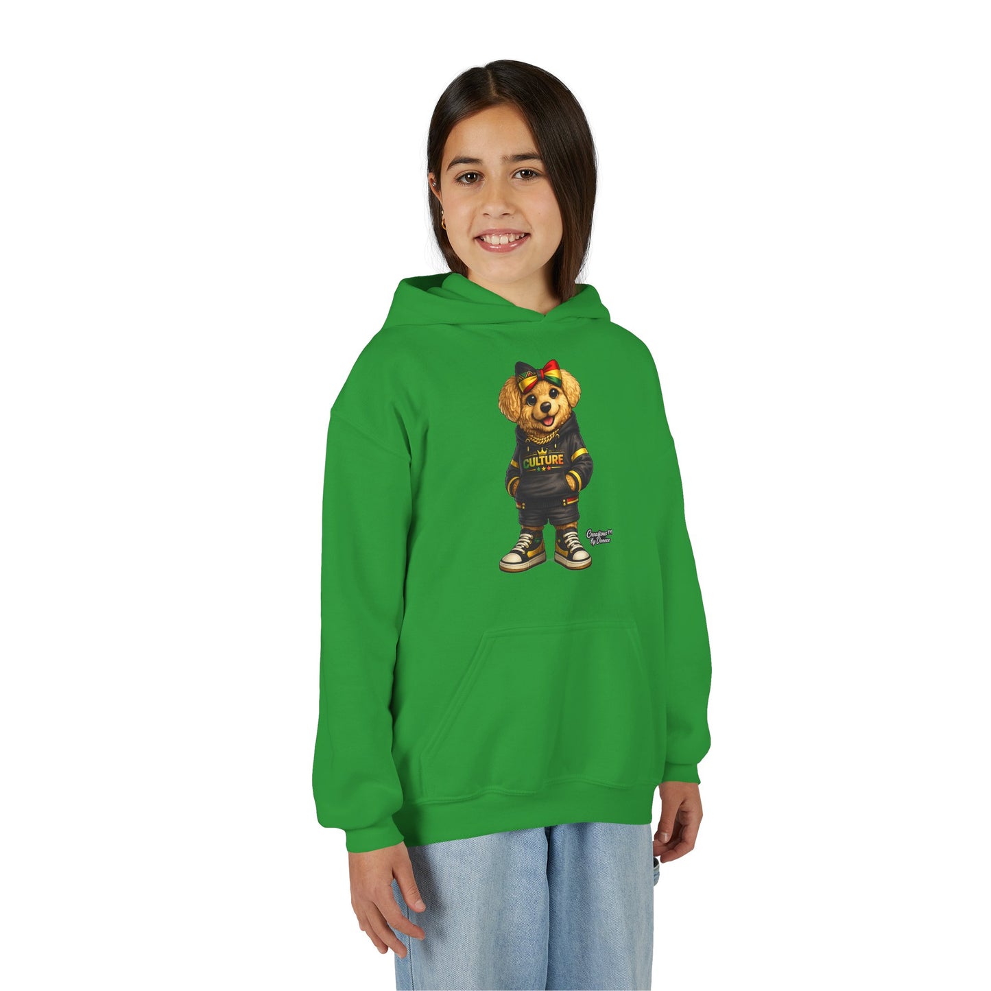 Youth Hoodie — Cute Rasta Bear 'Culture' Graphic Pullover