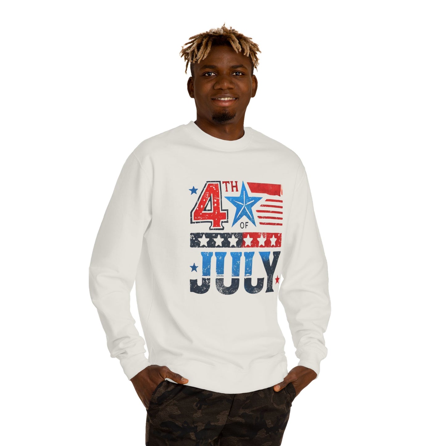 4th of July Crewneck Sweatshirt – Patriotic American Flag Design