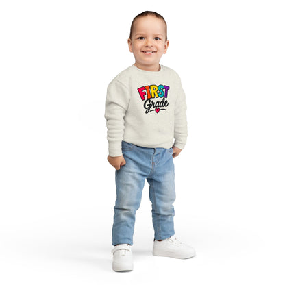 First Grade Toddler Sweatshirt — Colorful Back-to-School Kids Pullover