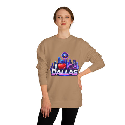 I Heart Dallas Skyline Sweatshirt — Retro Neon City Crewneck