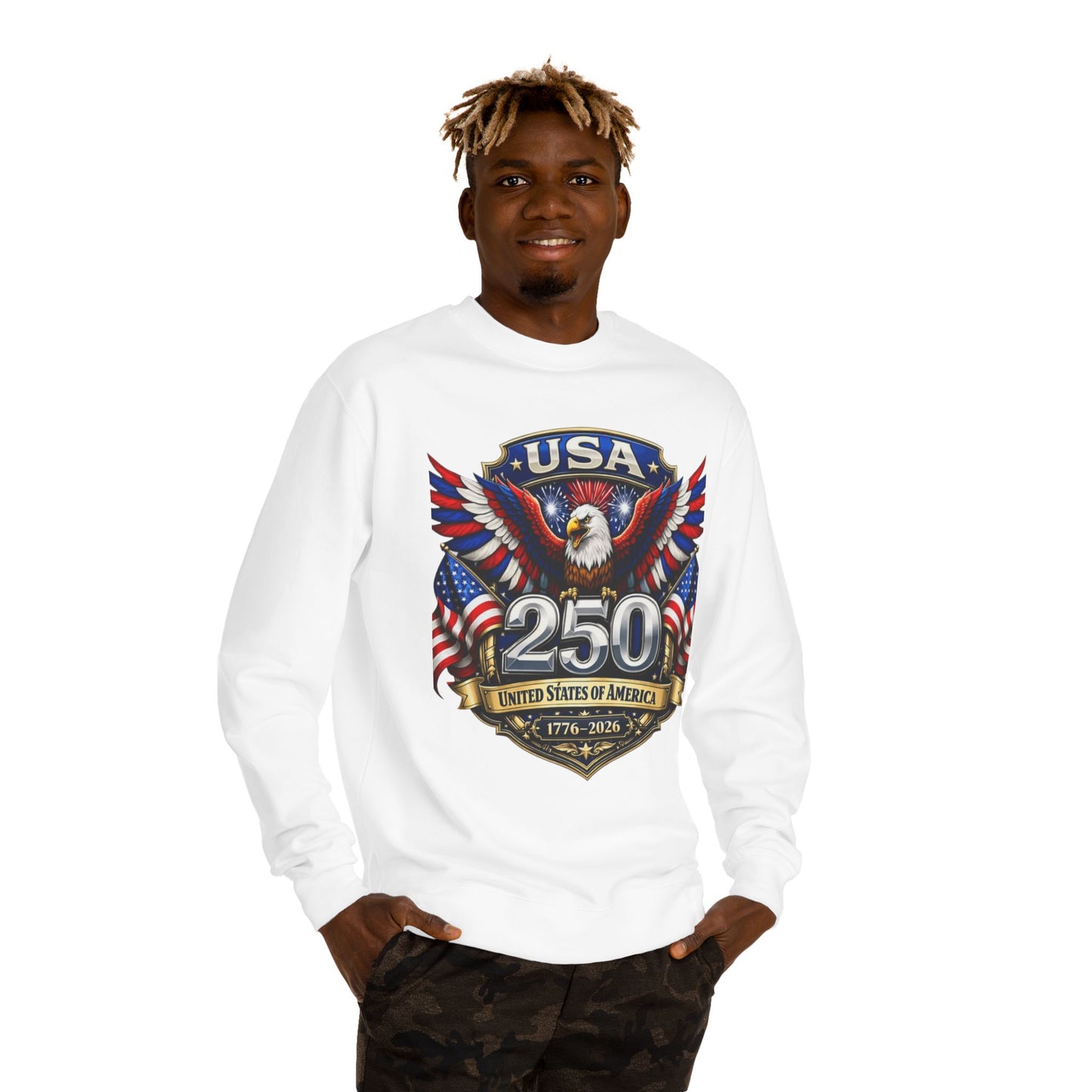 USA 250th Anniversary Sweatshirt — Patriotic Eagle 1776–2026 Crewneck