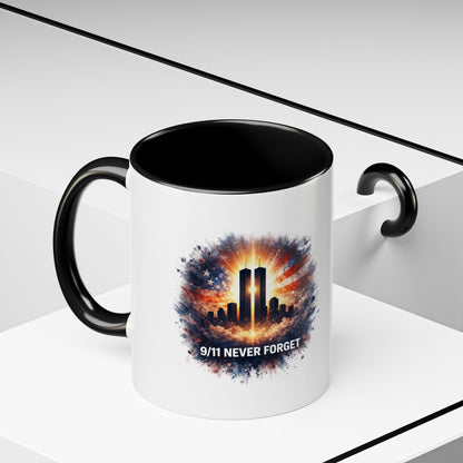 9/11 Never Forget Coffee Mug - Memorial Tribute Accent Mug (11/15oz)
