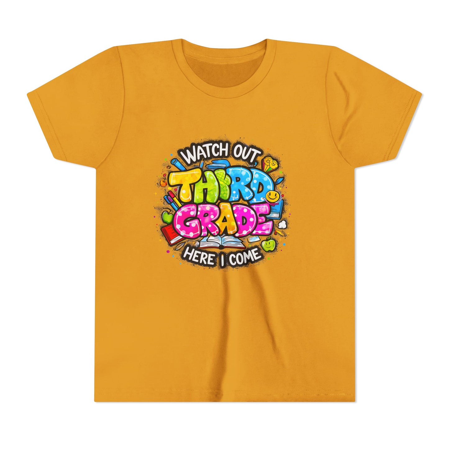 Third Grade Kids T‑Shirt — "Watch Out Third Grade Here I Come" Back-to-School Tee