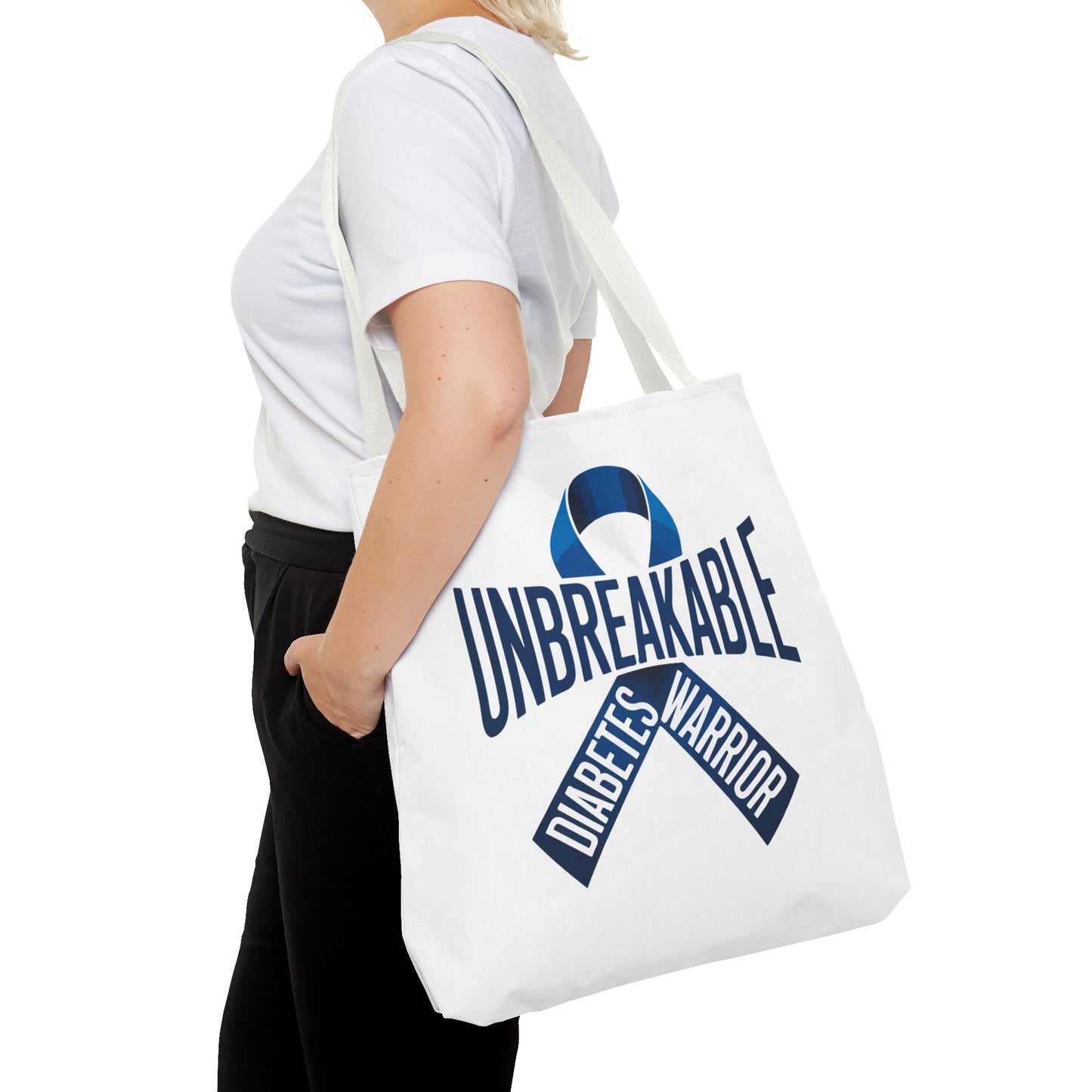 Diabetes Warrior Unbreakable Tote Bag – Blue Awareness Ribbon All-Over Print