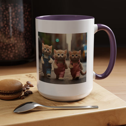 Cute Kittens Walking Coffee Mug — Adorable Cat Friends Accent Mug (11/15 oz)