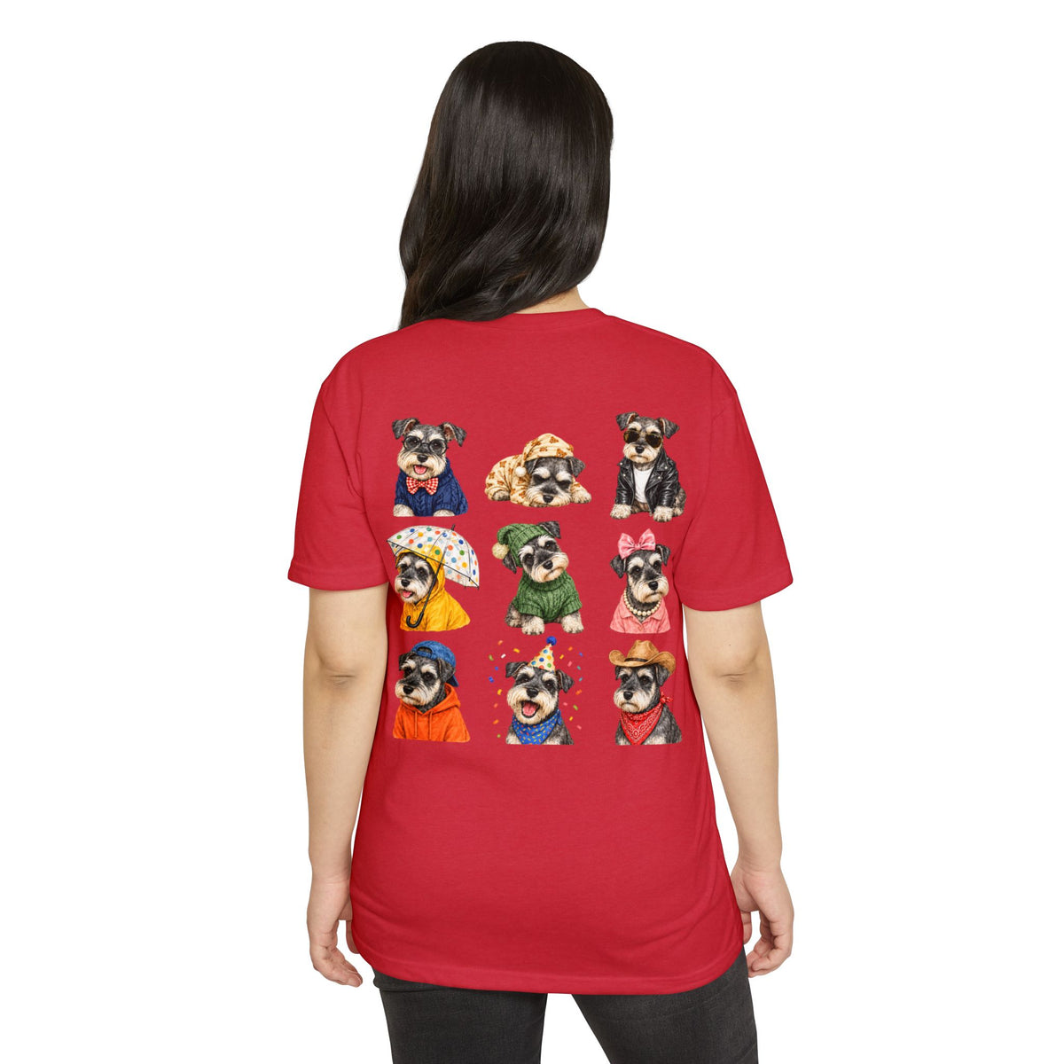 Schnauzer Crew Portrait T‑Shirt — Cute Dogs in Costumes Tee