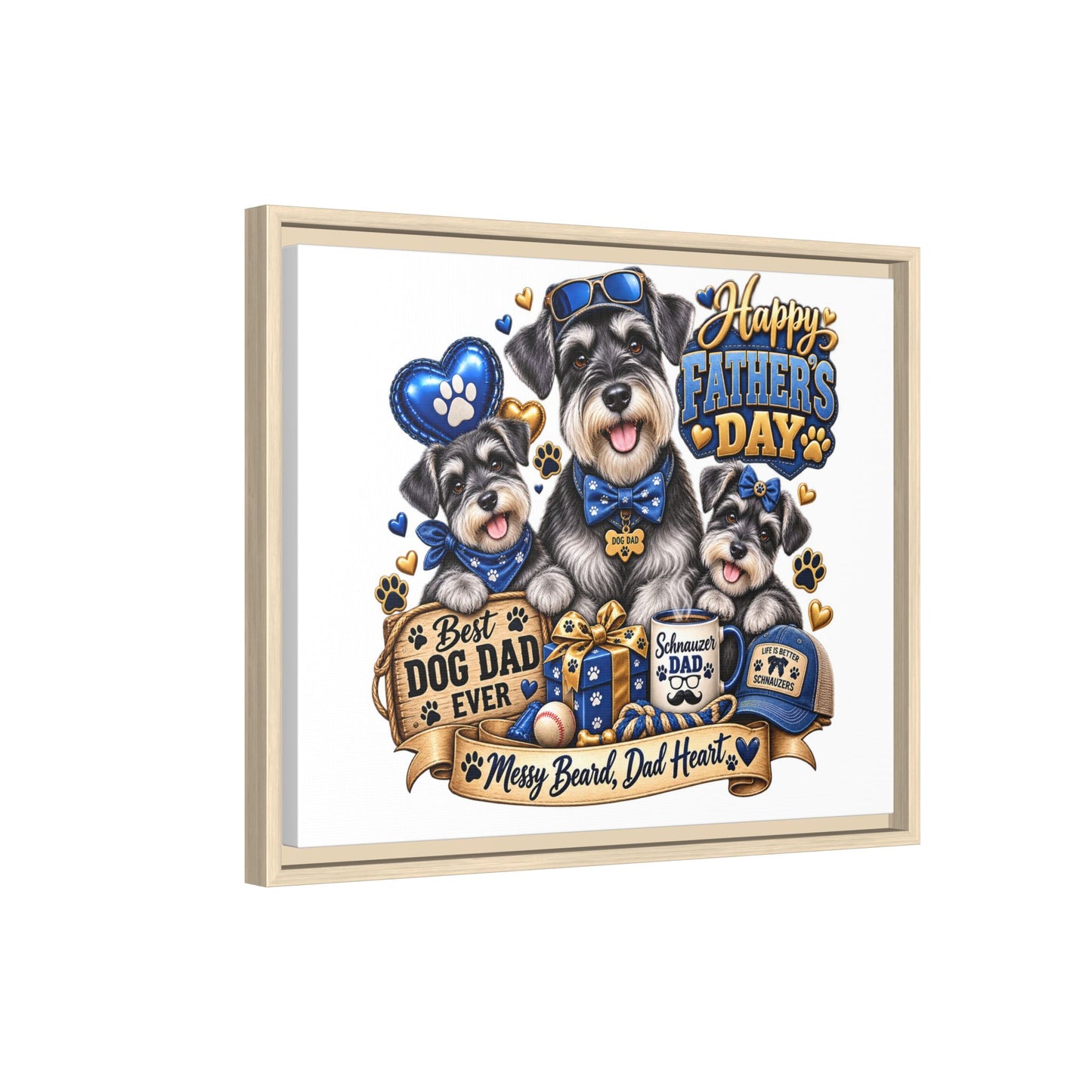 Happy Father's Day Schnauzer Canvas – Best Dog Dad Ever Framed Wall Art
