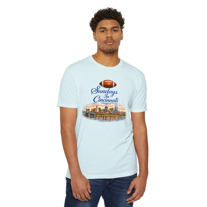 Sundays in Cincinnati Football T-Shirt — City Skyline Game Day Tee