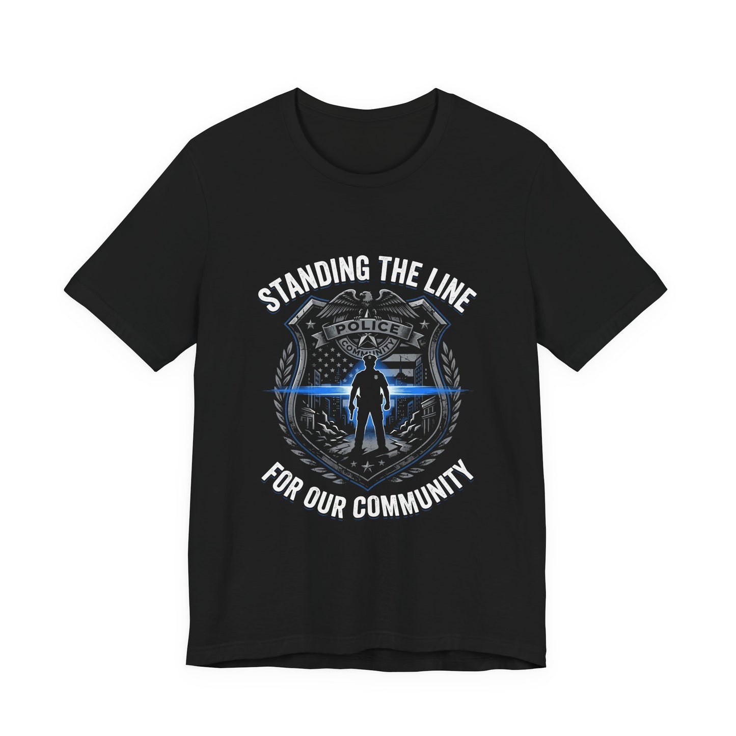 Police Thin Blue Line Badge T-Shirt — Support Law Enforcement Tee