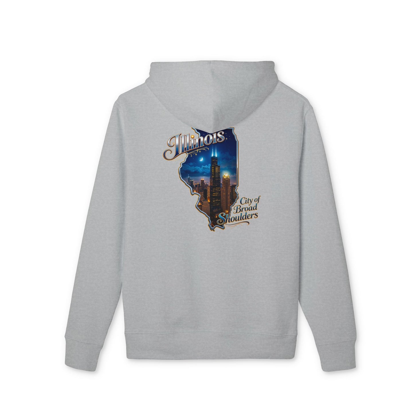 Illinois Skyline Hoodie — "City of Broad Shoulders" Retro State Map