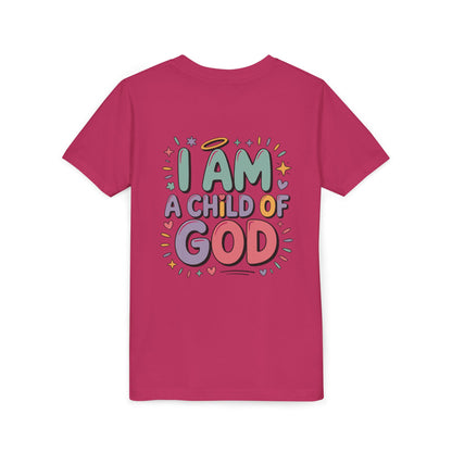I Am A Child of God Youth Tee — Cute Pastel Christian Kids T-Shirt