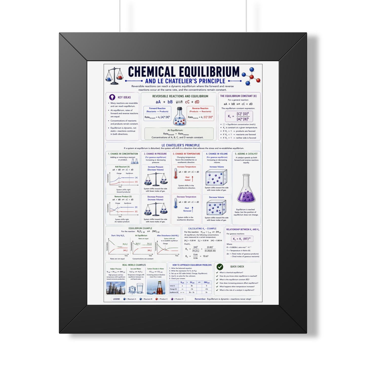 Chemical Equilibrium Poster — Framed Educational Chemistry Print